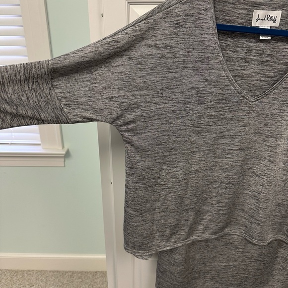 Joseph Ribkoff Gray Overlay Top SZ -12 - Picture 3 of 6